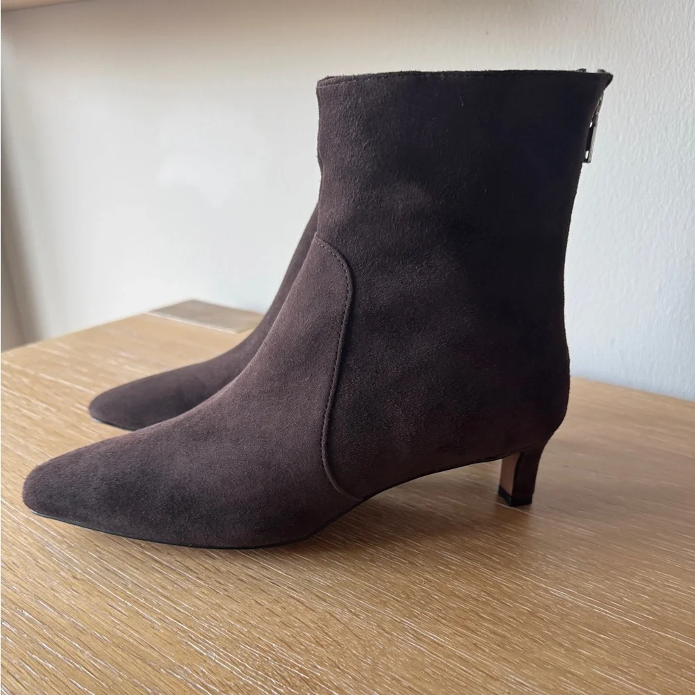 NWOB MADEWELL Women’s The Dimes Kitten-Heel Boot Dark Roast Suede Size 7.5 NR863